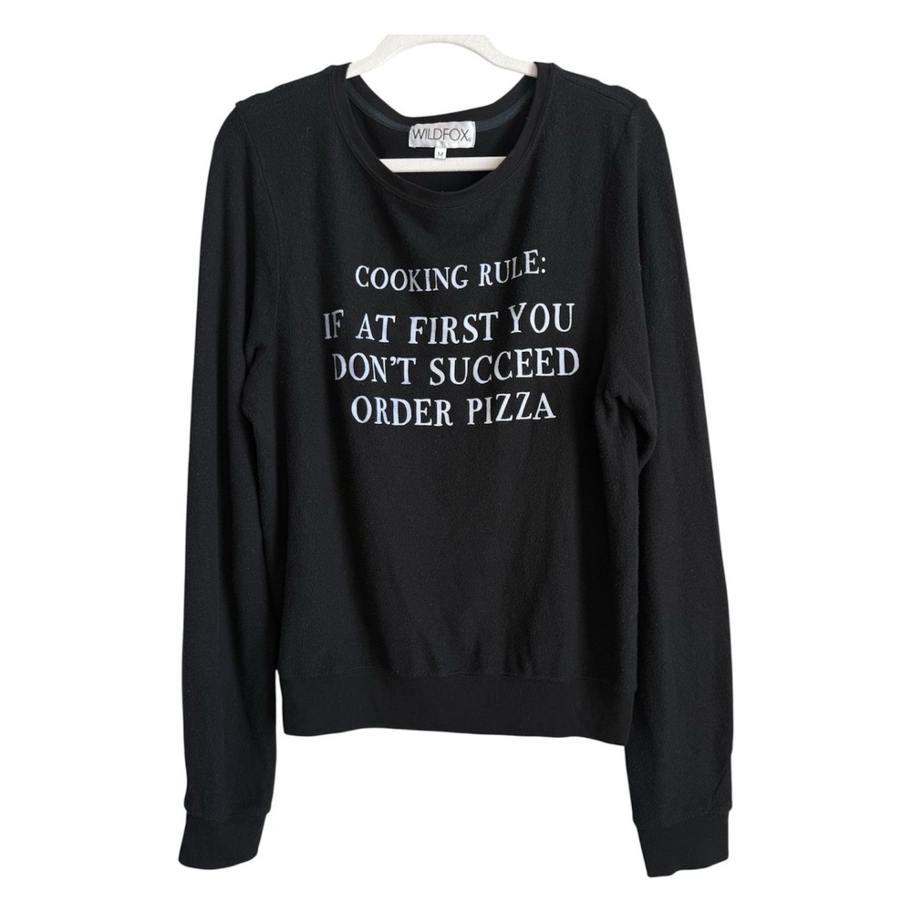 Wildfox Cooking Rule Order Pizza Sweatshirt Cozy Slouchy Loungewear Crewneck M